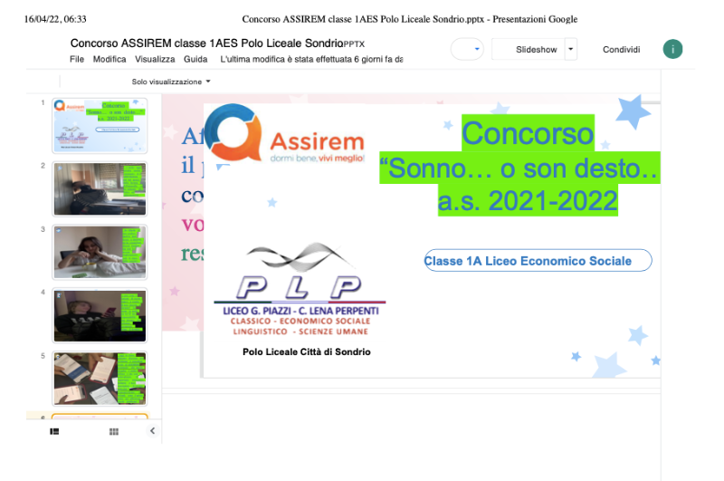 Dormo...quindi Sono..., Classe 1 A